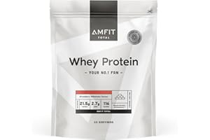 ‎AMFIT NUTRITION Amazon-Marke: Amfit Nutrition TOTAL Whey Protein Pulver, Geschmacksrichtung: Erdbeer-Milchshake, 33 portions, 1 kg (1er Pack)