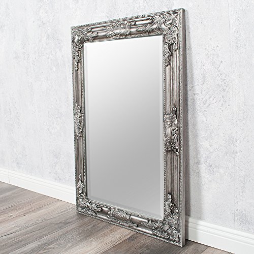 WANDSPIEGEL BAROCK POMPÖS SPIEGEL Bessa 70x50cm ANTIK SILBER DESIGN HOLZRAHMEN - 3