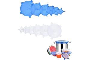 SJBAUTYO 12 Pezzi Coperchi in Silicone Stretch,Riutilizzabile ed Espandibile Coperchio,Per Barattoli,Ciotole,Bottiglie