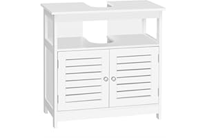 EUGAD Armario Bajo Lavabo Mueble para Debajo de Lavabo Mueble Lavabo de Baño Almacenamientocon 2 Puertas MDF 60 x 30 x 60 cm Blanco 0015WY