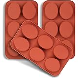 homEdge Stampo in silicone ovale 6 cavità, stampi ovali da 3 confezioni per fare sapone fatto a mano, cioccolato, candele di 