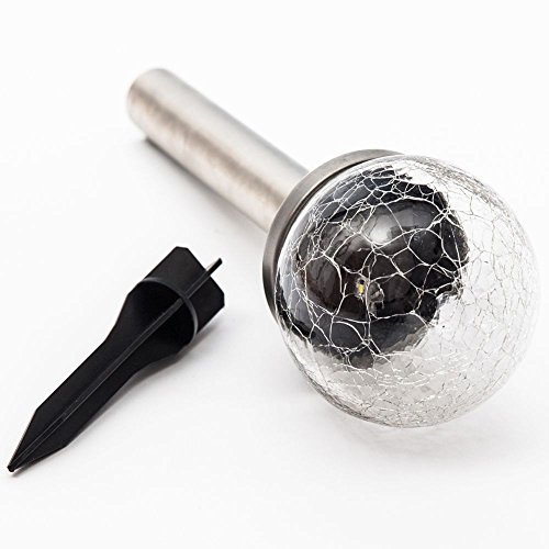 3er LED Solar Gartenlampe mit Farbwechsel Solarlampe Edelstahl Bruchglas RGB mit Einschaltautomatik - 2