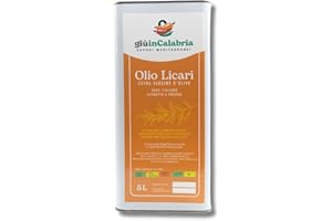 Olio Extra Vergine di Oliva Italiano Licari - 100% Naturale Estratto a Freddo - Prodotto in Calabria - Puro e Fruttato - Perfetto per Cucina Gourmet e Uso Quotidiano (5 LT) - Sapori Mediterranei