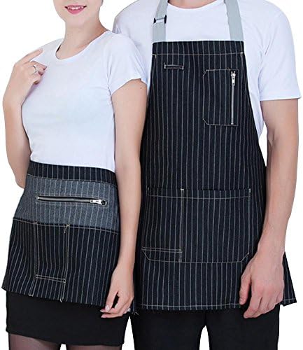 Apron Coffee Western Restaurant Men And Women Waiter Working Apron Fashion Denim , cowboy black stripe
