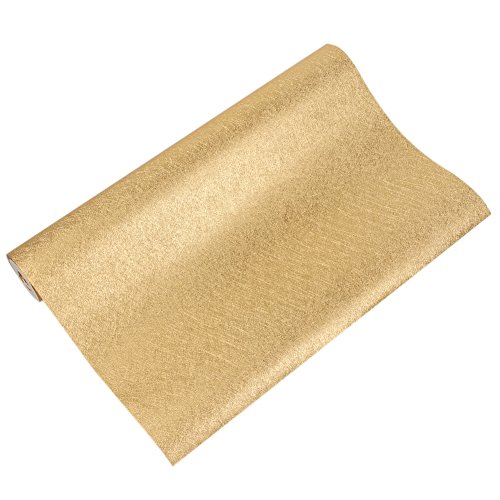 Luxus Gold Folie Tapete Wohnzimmer Schlafzimmer TV Hintergrund Wand, Decke Reflektierende gebürstet Gold Leaf Tapeten, lang 10 m * Breite 0,53 m (5 & # x33 a1;), Pure Tapete Golden - 4