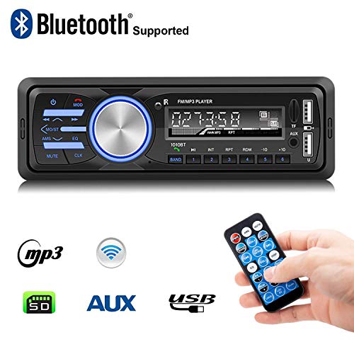 Radio de Coche, Rixow Autoradio Reproductor Estéreo Bluetooth de Coche, Apoyo de Reproductor MP3, Llamadas Manos Libres, Función de FM, USB, Micro SD (TF), AUX, Puerto de Carga, Enchufe de ISO