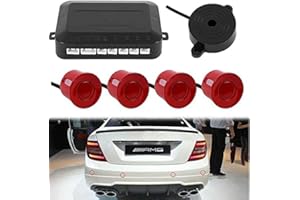 Multibao Parking Sensor Car Reversing Sensors Backup Radar System Buzzer Alarm with 4 Red Sensors - Red