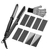 【4 configuraciones de temperatura】esta plancha para el cabello engarzadora presenta 4 configuraciones de temperatura individuales de 320 ° F (baja) -430 ° F (alta) mientras proporciona control de peinado las 24 horas,calentamiento rápido y le permite obtener mechones rectos, volteretas elegantes y olas de aspecto natural.