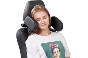 CNZON Car Seat Headrest Pillow, 360° Adjustable Head Neck Support Pillow Car Seat Accessories with Comfortable Cotton, Sleeping Headrest Pillow for Kids Adults Elders Retractable