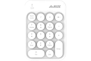 FELiCON Wireless Numeric Keypad, 2.4GHz Portable Mini Number Pad with Cute Color Fight Retro Round Key and USB Receiver, 18-Keys Financial Accounting Numeric Keypad for Laptop, PC, Desktop (White)