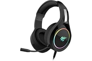 Havit Gamenote RGB Gaming Headset mit Kabel HV-H2232D – 50 mm Treiber für intensiven Klang - 3,5 mm & USB-Anschluss, Verstellbarer Kopfbügel - Kompatibel mit PC, Laptop, Handy, Tablets & Konsolen
