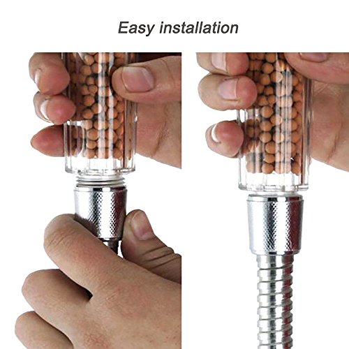 Handbrause,BeautyPO Hoher Druck Ionisch Badezimmer Duschkopf, LED Duschkopf Kopf Automatische 3 Farbwechsel, 30% Wassersparend und Anti-Bakterien Filter Brausekopf - 6