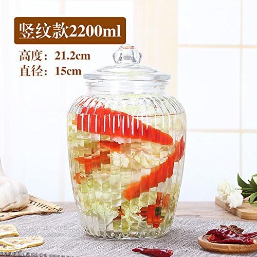 XINGMEI Jar/Glass/seal/tea canister/Chinese herbal medicine/dried fruit/storage tank/kitchen/large/mixed grain/honey/pickle/bottle,1 2200ML vertical terms