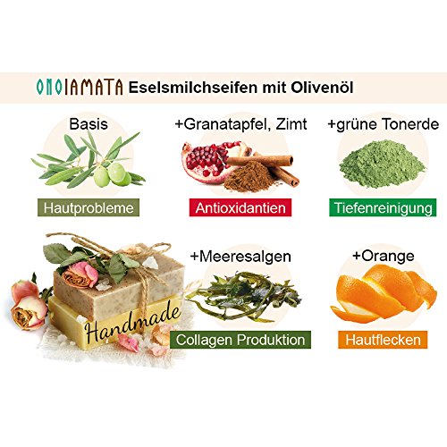 Eselsmilchseife aus Griechenland mit 23 % Eselsmilch, Olivenöl, Granatapfel und Zimt handgefertigte Seife ohne Wasser bei Akne, unreine Haut und trockene Haut - 5
