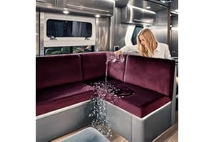 SYLC Caravan Seat Covers Waterproof Velvet, Motorhome Seat Cover with Elastic-band and Lacing, RV Sofa Cushion Cover for camper (Wine red,W 130-160 cm, D 70-85 cm)