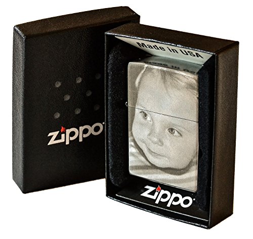 Original Zippo Feuerzeug mit EINSEITIGER Wunsch Gravur Fotogravur chrom brushed matt - 4