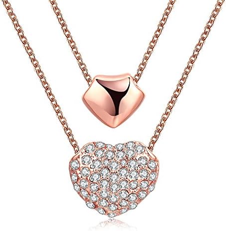 Double Love Heart Layered Necklace “Just Love” Birthday Christmas Gift For Mon Girl Friend Valentines Day Gift