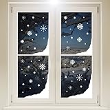 Christmas Window Snow Corners and Snowflakes Sticker. WHITE Self adhesive vinyl decoration. For home or shop, walls or windows.
