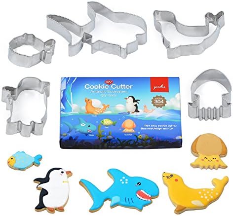Not Only Cookie Cutters~Interact and Learn knowledge~Antarctic ecosystem sea animals - Multi-purpose Food Grade Stainless Steel Marine Life Shape Biscuit Sandwich Fruit Bread Cutters - YOUKEE