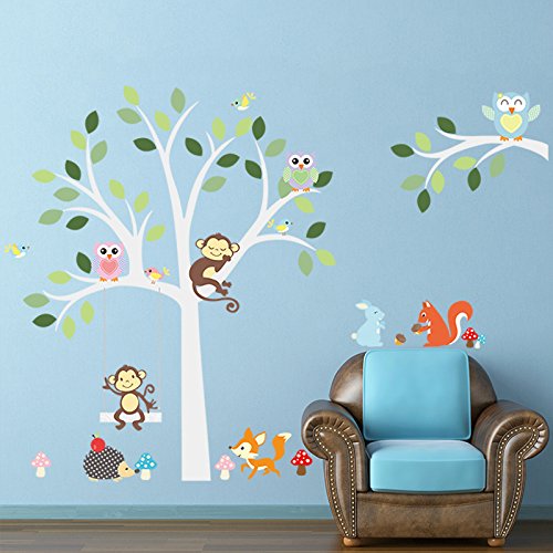 ElecMotive Eule Baum Entfernbare Wandtattoo Wandaufkleber Wall sticker Aufkleber DIY für Wohnzimmer Schlafzimmer Kinderzimmer in Geschenkkarton 105cm (H) * 160cm (W) ( Eule & Baum) - 3