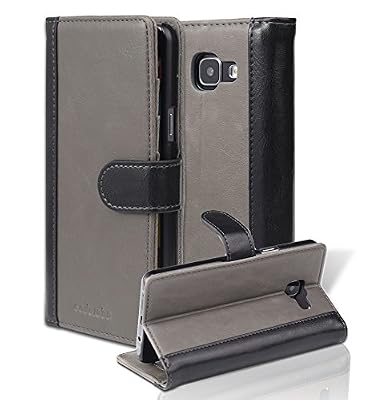 Cadorabo Coque pour Samsung Galaxy A5 2016 (6) Gris Noir Bicolore Housse de Protection Portefeuille Etui Cover pour A5 2016 (6) - Stand Horizontal et Fente pour Carte