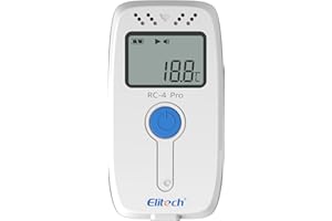 Elitech RC-4 Pro Enregistreur de Température USB, Data Logger pour Réfrigérateur Médical, Stockage Vaccins, Surveillance Chaîne du Froid 64 000 Données, Exportation Auto PDF/CSV