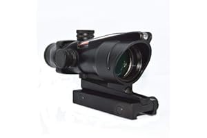 HWZ Tactical Hunting 4X32 ACOG Red or Green Fiber Chevron Reticle Optics Red or Green Illuminated Rifle Scope for Shooting