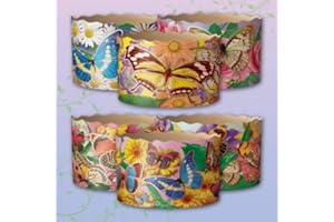 PYSANKAUK 6pcs Baking Paper Molds for Easter Bread Cakes Panettone Paska Kulich (Butterflies, 130*85 mm (Diameter*Height))