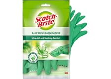 Scotch-Brite Latex Aloe Vera Coated Gloves,Keeps Hands Cool&Comfortable,Extra Thick,Beaded Cuffs,Anti-Slip Diamond Pattern. F