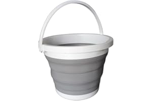 heekin 5L Collapsible Bucket, Foldable Silicone water Bucket, for car washing Outdoor Camping, Children's Play, Pet Feeding, Home Cleaning, Space Saving (Grey)