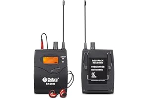 D Debra PRO UHF IEM ER-2040 Dual Channel Wireless in Ear Monitor System with Earphone, for Stage, Recording, Studio, Band Rehearsal, Live Performance (only 1 Receiver)