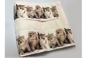 EURORICAMI VITERBO SET 2 COPPIE Asciugamano + Ospite in SPUGNA DI COTONE Bordata con stampe cuccioli-GATTI colore PANNA