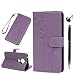Produktbild MOTO G6 Play Handyhülle MOTO E5 Handy Hülle Löwenzahn Muster Leder Tasche Flipcase Cover Schutzhülle Silikon Handytasche Skin Ständer Klapphülle Schale Bumper Magnetverschluss Fächer Brieftasche-Lila