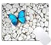 Produktbild Muccum Gaming Mauspad Custom Design Bright Navy Blue Butterfly on White Stone Anti-Rutsch Thick Rubber Large Mousepad Mat