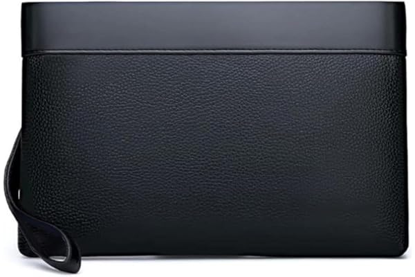 Eshow Pochette Homme Cuir PU, Sacs à Main Homme avec Dragonne Petite Sacoche d'affaires Portefeuille Hydrofuge Léger pour Voyage Loisirs Bureau