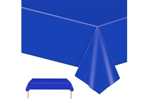 POPOYU Blaue Einweg Tischdecken 137x274cm Kunststoff Rechteck Tischdecken,wasserdichte Kunststoff-Tischdecken für Tische im Indoor und Outdoor Partys,Geburtstage, Hochzeiten,Haushalt Partyzubehör