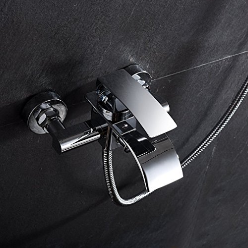 amzdeal® Armatur Wasserhahn Mischbatterie Wasserfall Badewanne Wasserhahn Chrom (A) - 4