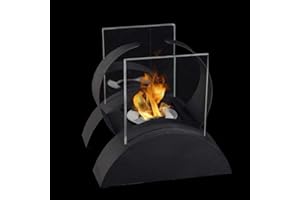 ‎JHY DESIGN JHY DESIGN Outdoor Glas Bioethanol Tischkamin Quadratische Ethanol Kamin 19cm Hoch Tragbarer Tisch Feuerstelle Bio Ethanol Tischfeuer für Outdoor Indoor Wohnzimmer Garten Balkon (Schwarz)