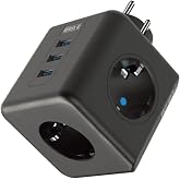 BUFFER&reg; Isıya Dayanıklı Termal Akım Korumalı ve &Ccedil;ocuk Korumalı 3 Priz Girişli 3 USB Girişli K&uuml;p Priz
