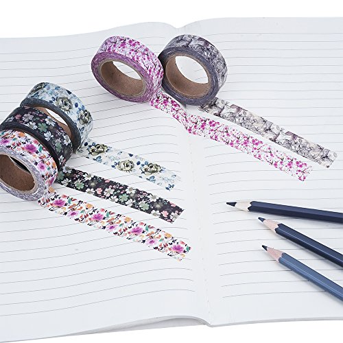 Antner Blumen Muster Washi Masking Tape Collection, Set aus 12 Rollen - 5