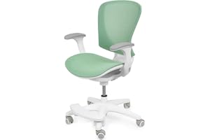 ‎SPACETRONIK Spacetronik - Schreibtischstuhl Kinder - Kinder-Drehstuhl mit Fußstütze - Kinderstuhl 5-14 Jahre - Bürostuhl mit verstellbarem Rücken und Sitz - Ergonomischer Stuhl - Sitzhöhe 42-49,5 cm - Grün