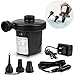 Produktbild omitium Elektrische Luftpumpe, 2 in 1 Elektropumpe Power Pump Multifunktion Luftpumpe Auto Elektropumpe 3 Aufsätze für Camping Luftmatratzen, Planschbecken, Aufblähungen und Deflates, DC12V/AC220V