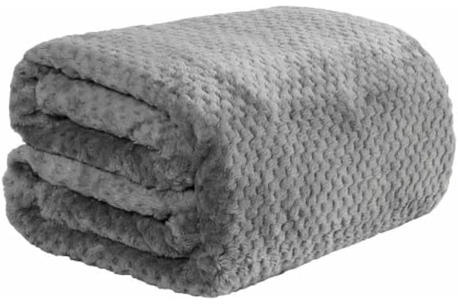 Dreamscene Throws for Sofas Large, Soft Warm Honeycomb Waffle Fleece Blanket for Bed Sofa Settee Fluffy King Size Blanket Winter Faux Fur Throw, Charcoal Grey - 200 x 240cm