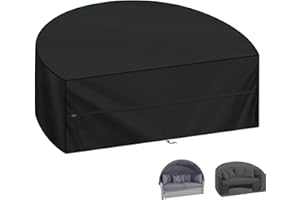 LAMUNI Abdeckung Sonneninsel Schutzhülle für Liegeinsel, 205x110x80cm Garteninsel Abdeckung Halbrund Sonneninsel Abdeckplane Wasserdichte 420D Oxford Garteninsel Abdeckhaube für Sonneninsel