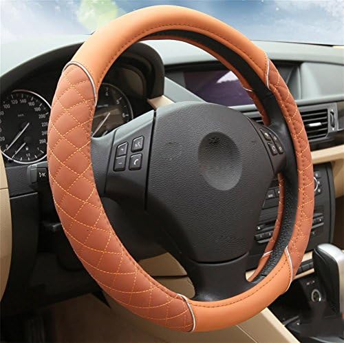 YAYUE Four Seasons General Leather Sheepskin Steering Wheel Cover , orange