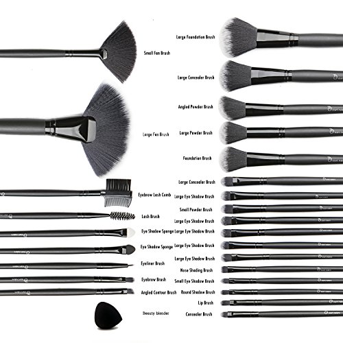Make up Pinsel set 32+1 -teiliges Schmink Pinselset mit Etui Kosmetik Lidschatten Gesichtspinsel Miracle schwarz Make-up Schwamm luxuriös stilvoll Geschenkschachtel - 2