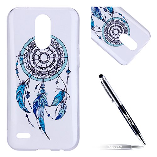 LG K10 2017 European version Case, LG K10 2017 European version Cover, JAWSEU Ultra-thin Crystal Clear Case for LG K10 2017 European version Skin Protective Bumper Shell Creative Light Slim Rubber Soft Transparent Silicone TPU Case Back Cover for LG K10 2017 European version - Feather Campanula