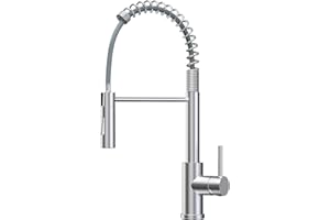 CECIPA Wasserhahn Küche, Hochdruck Küchenarmatur Mit Herunterziehbare Brause, Mischbatterie Küche Zwei Sprühfunktionen, Hoher Bogen Spültischarmatur 360° Drehung, Edelstahl Gebürstet