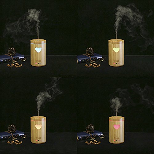 Tomshine 160LM Bambus Luftbefeuchter Holzmasserung Aroma Diffusor Humidifier mit Fernbedienung 7 Lichtfarben, Niedrigwasserschutz,4 Zeiteinstellung für Yoga Kinderzimmer Schlafzimmer Krankenhaus Büro - 9