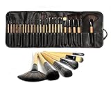 LyDia® UK STOCK Professional 24pcs Natural Wooden handle Black/brown Make Up Brush Set with Case
